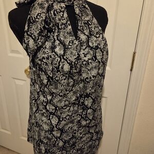 New York & Company Black and Gray Snake Print Blouse